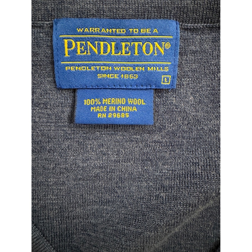 Pendleton Mens Blue 100% Merino Wool V-Neck Sweater Vest Size L RN 29685 - Picture 2 of 5